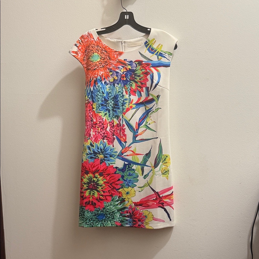 Colorful Floral Cap Sleeve Mini Dress